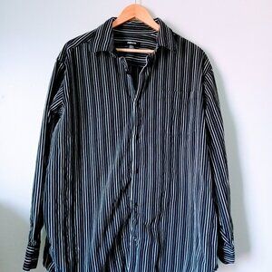 Claiborne Black and White Striped Long Sleeve Button Up Shirt